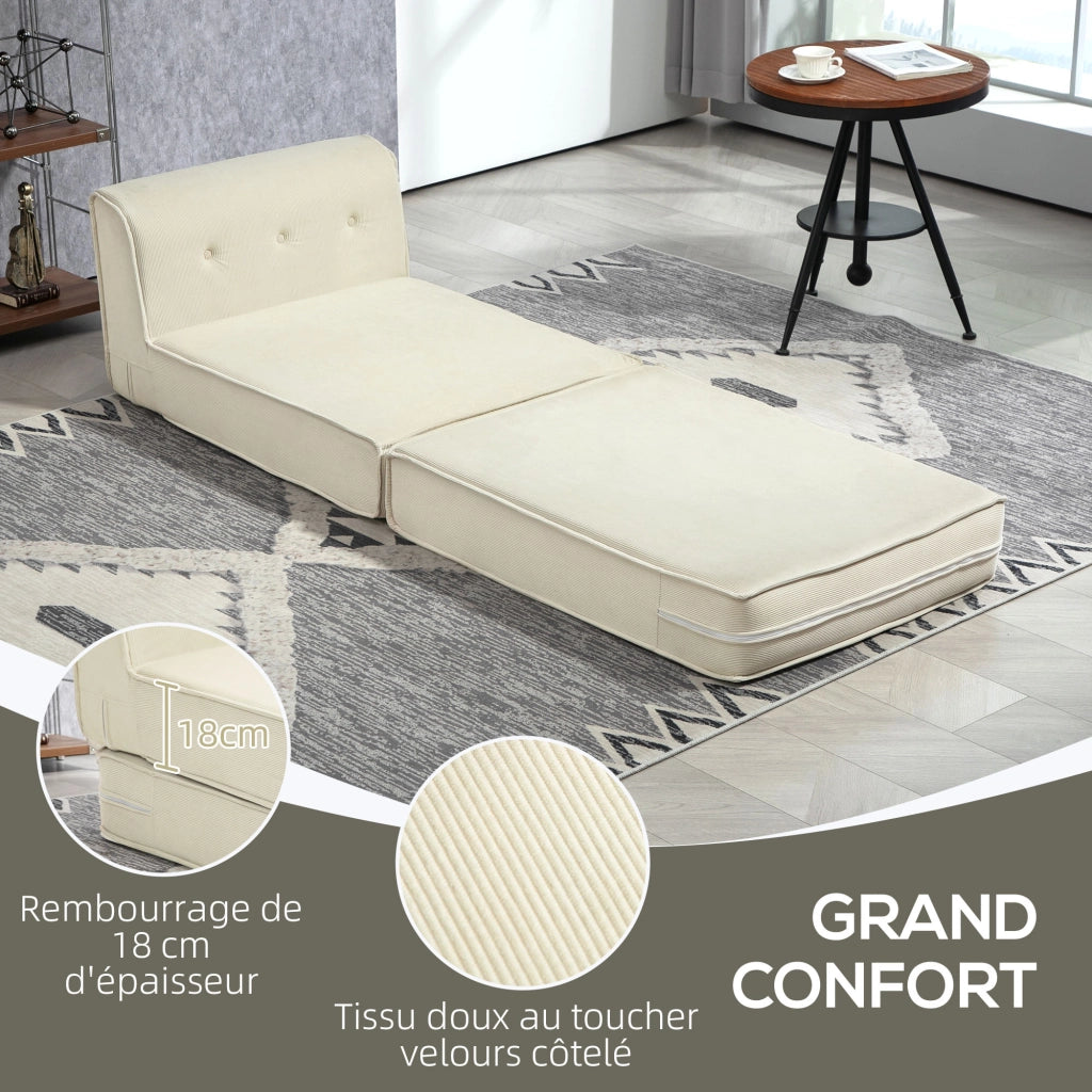 Letto Divano Pieghevole Imbottito ¨C Zephmum ¨C Bianco 90x200