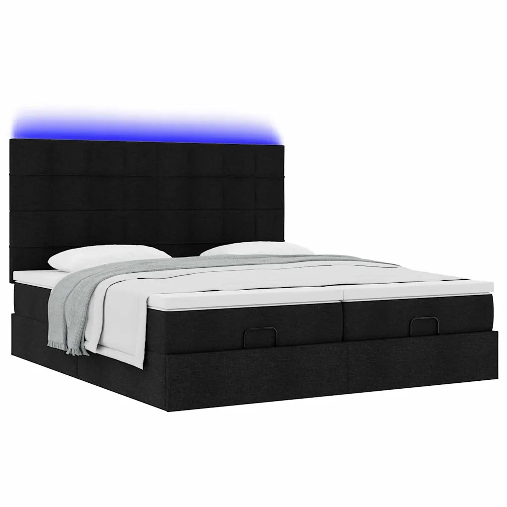 vidaXL Struttura Letto Pouf con Materassi Nero 200x200 cm in Tessuto