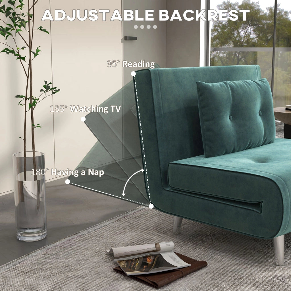 Poltrona Letto Singolo 100x88x83 cm in Velluto Verde Scuro
