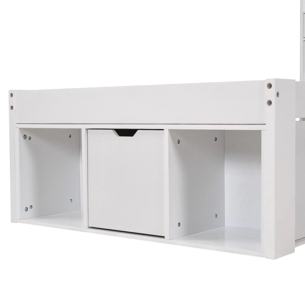 Letto singolo multifunzione 90x190 cm con porta USB e prese; bianco in MDF