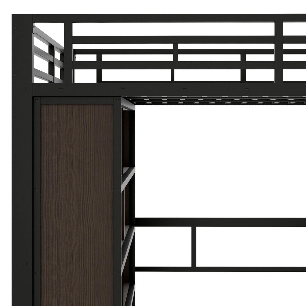 Letto a Soppalco con Scrivania e LED ¨C Xylo ¨C Struttura Metallo Nero 140x200
