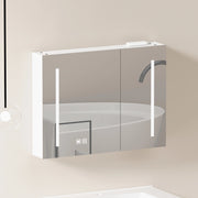 Armadietto a specchio con LED e 2 vani interni per bagno soggiorno e camera da letto in MDF e vetro bianco 80 cm