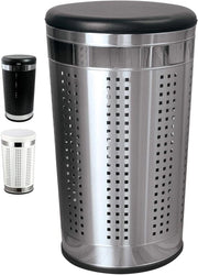 Cesta per la Lavanderia con Cuscino di Sedile a Rondò 60,5 cm di Altezza Metallo Nero/Arsenico Argento