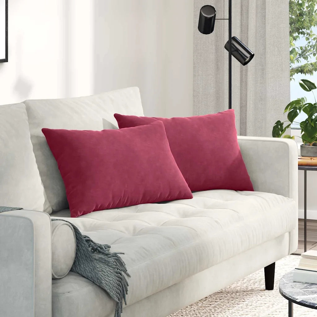 Cuscini da Divano 2 pcs Rosso Vino 60 x 40 cm Tessuto in Cords