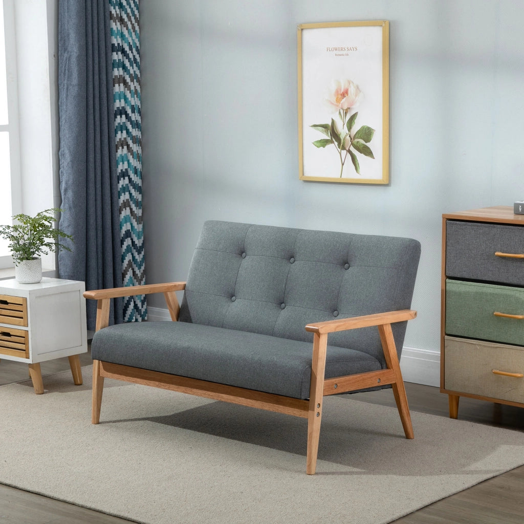 Divano 2 posti scandinavo con braccioli e gambe in legno ¨C zephmum ¨C grigio 115x66.5x73 cm