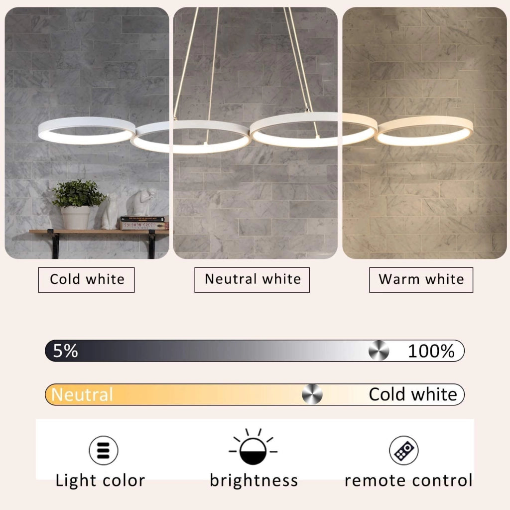 Lampada a sospensione ZMH moderno 4 luci anello altezza regolabile 88 cm per sala da pranzo e ufficio