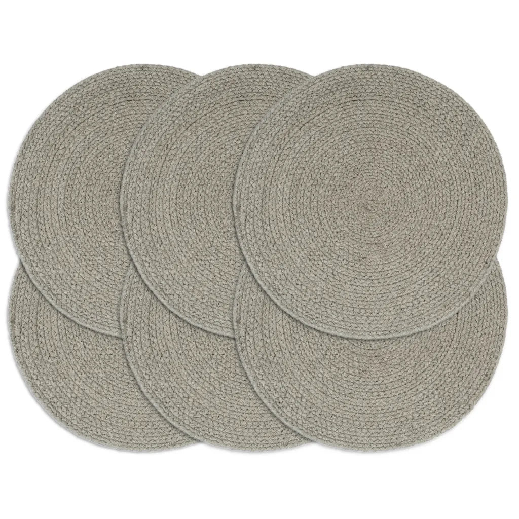 Tovagliette 6 pz Grigio Neutro 38 cm Rotonde in Cotone cod mxl 78204