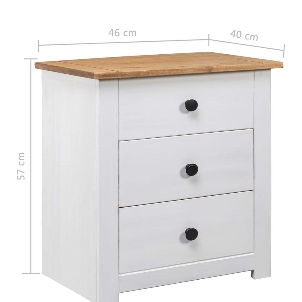 White Bedside Table, 46 X 40 X 57 Cm, Panama Pine
