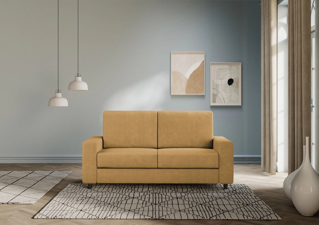 Divano 2 Posti 148x85x85 cm Sakar in Tessuto Ocra