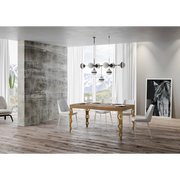 Tavolo allungabile 90x160/420 cm Karamay telaio Oro - Quercia Natura