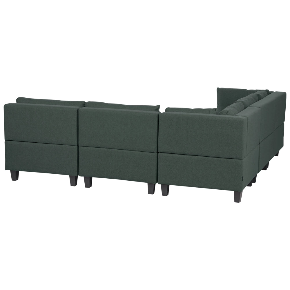 Divano componibile a 5 posti imbottito in tessuto marrone gambe nere lato destro stile moderno