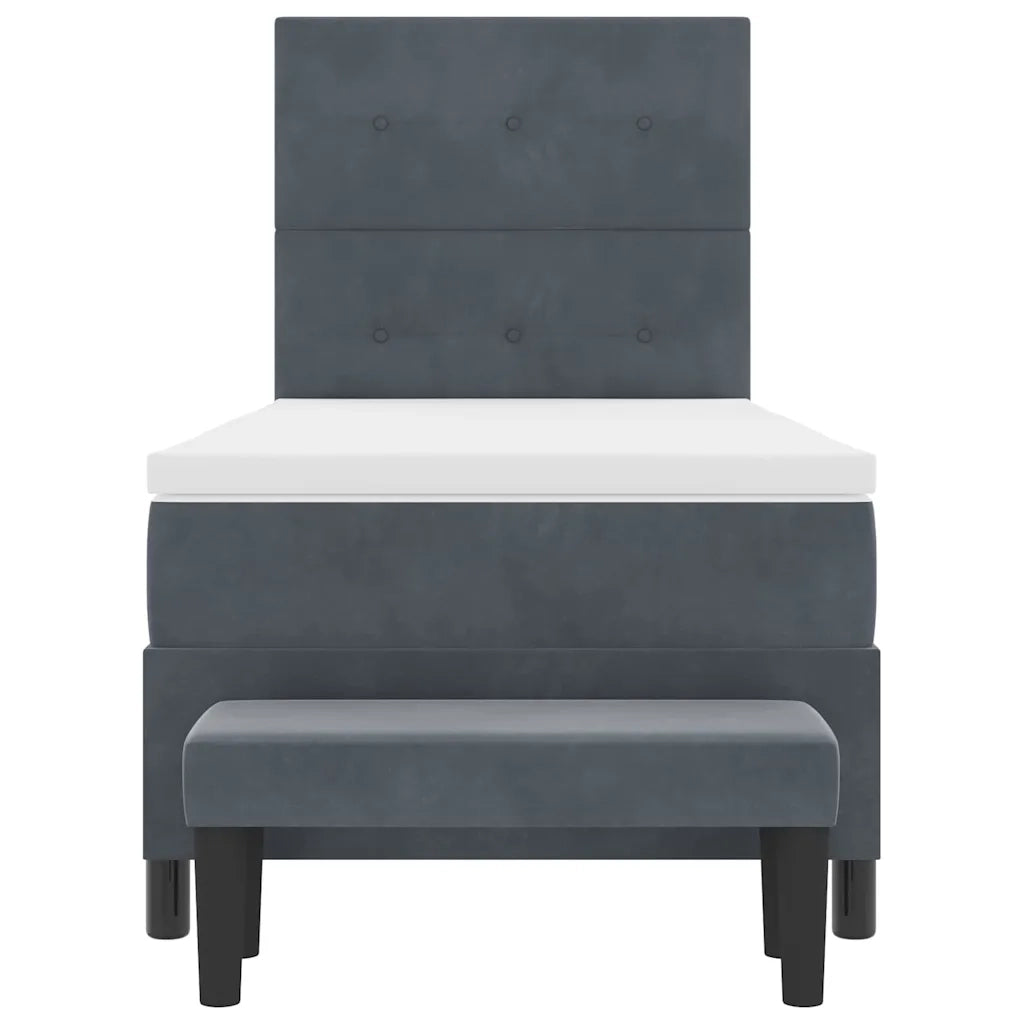 Letto a molle con testiera Grigio scuro 100 x 200 cm Velluto 3344493