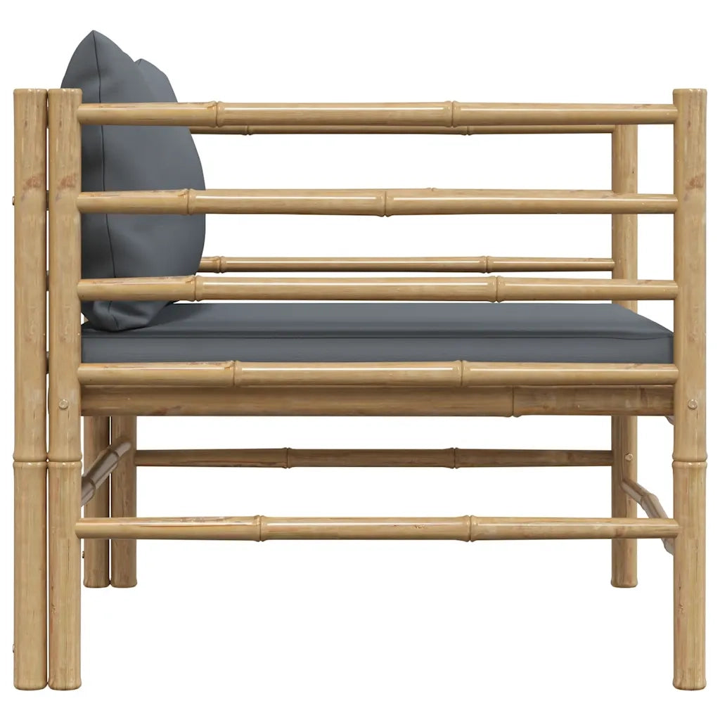 Divano da Giardino con Cuscini-Sofa da Giardino-Divano da esterno Grigio Scuro in Bamb¨´