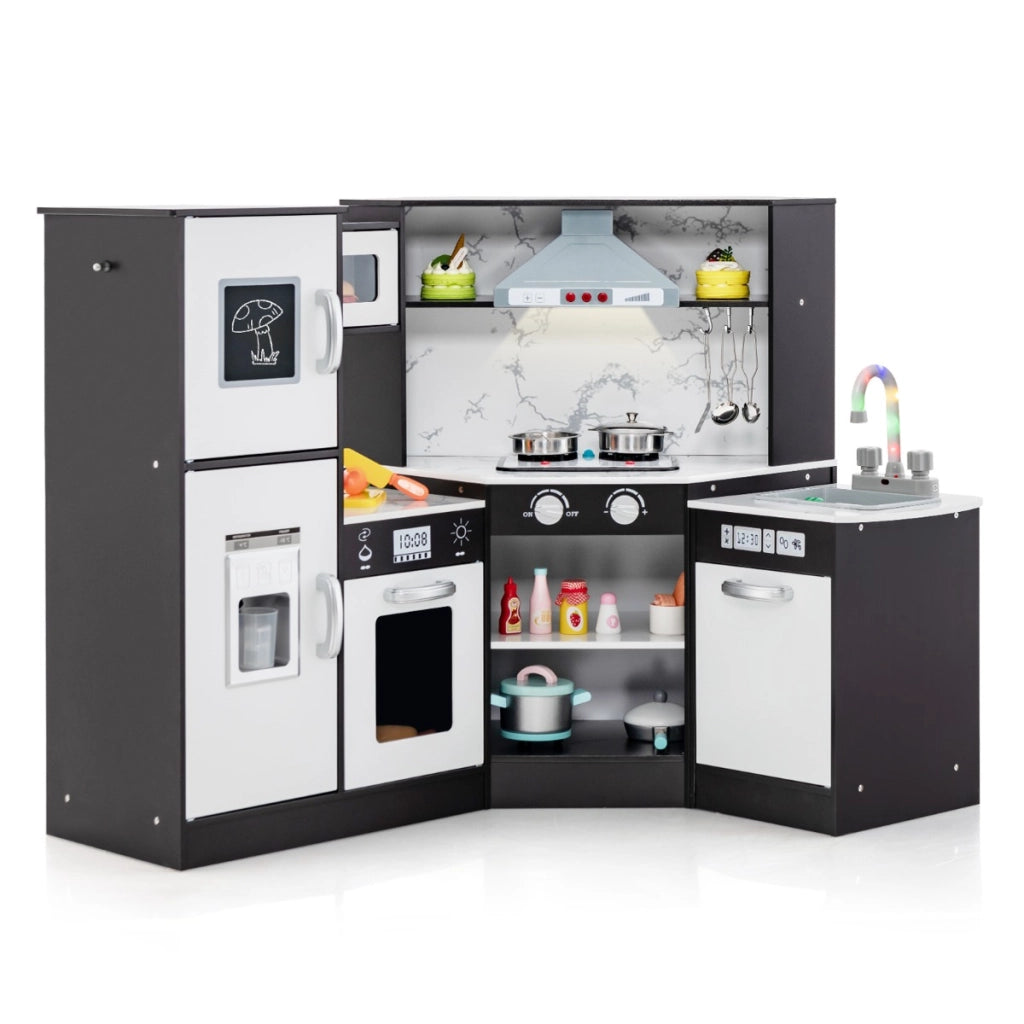 Cucina giocattolo per bambini in legno con lavabo separato suoni e luci divertenti-Set da cucina per giochi Caff¨¨