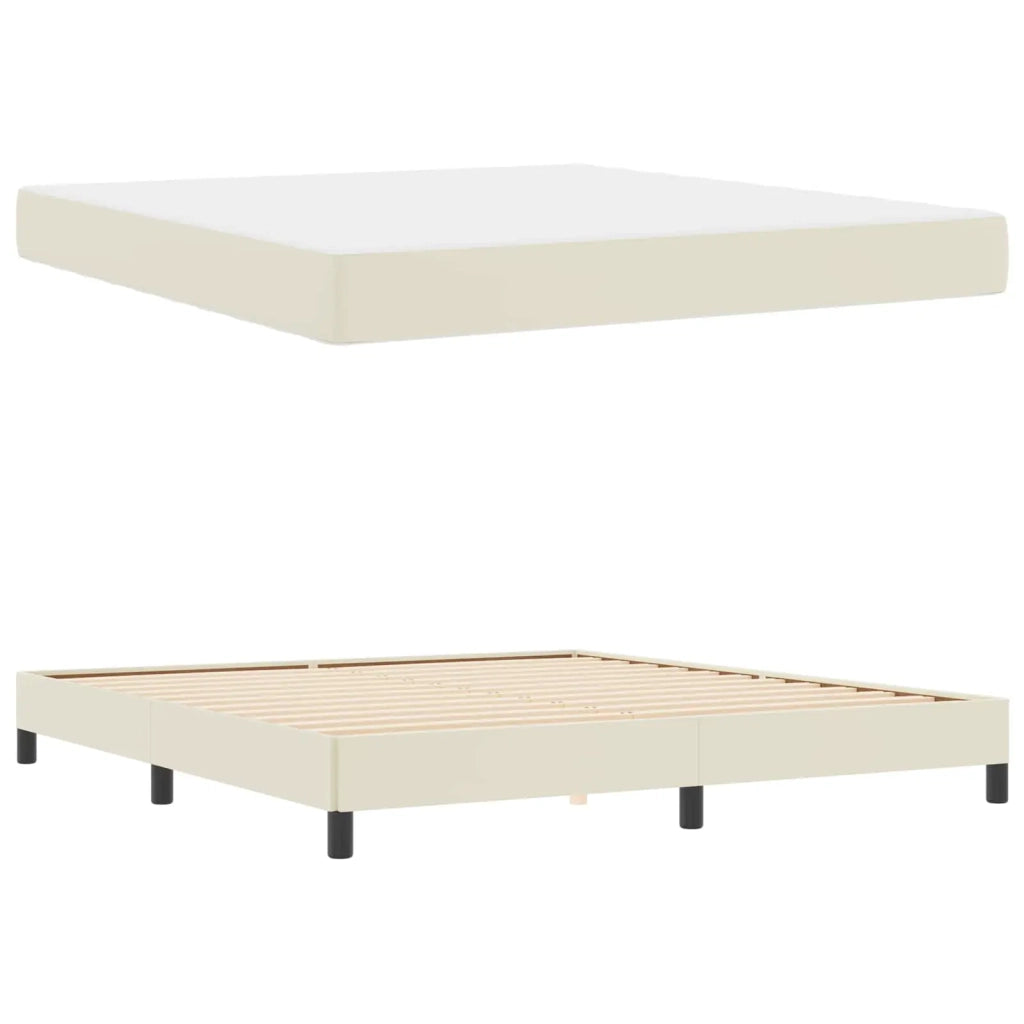 Struttura del letto con materasso Crema 180 x 200 cm Tessuto 3398645
