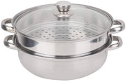 Pentola a vapore 2 livelli - Cottura in acciaio inossidabile - Adatto per forno a gas/induzione - Peso 1160 g - Dimensioni 27 x 27 x 19,5 cm - Materiale di alta qualità - Cottura a vapore