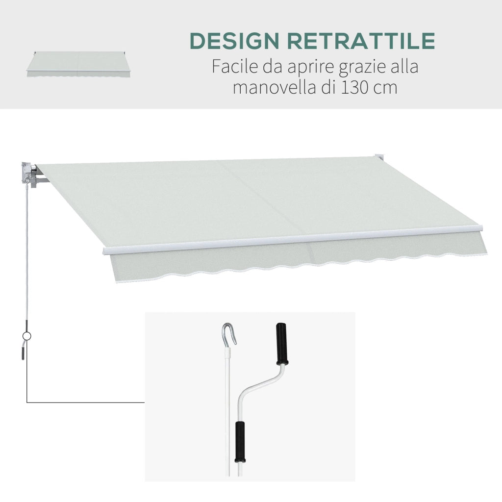 Tenda da Sole a Bracci Regolabile 200x295 cm in Alluminio e Poliestere Crema