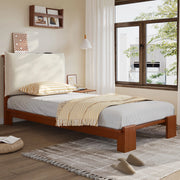 Letto imbottito singolo 90x200 cm marrone scuro con testiera imbottita