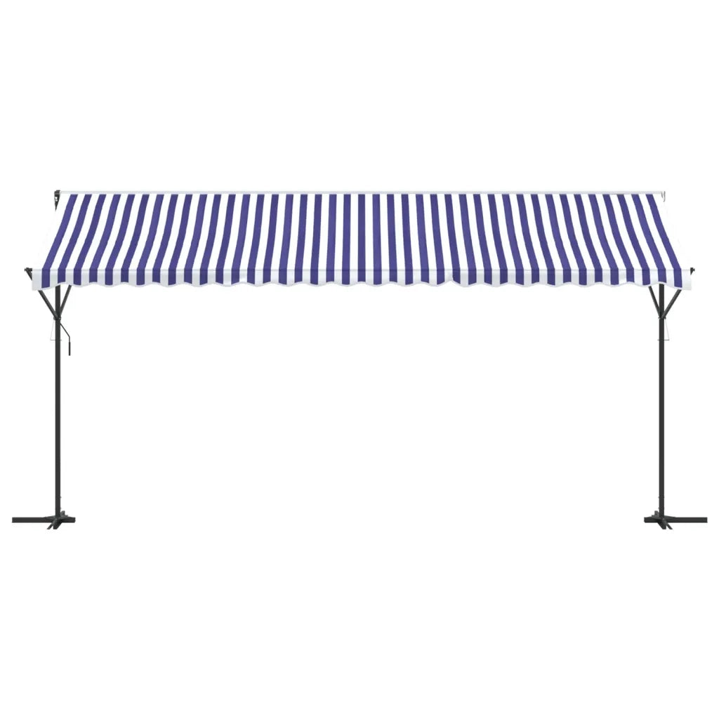 Tenda da Sole Blu e Bianca 500x300 cm in Tessuto e Acciaio
