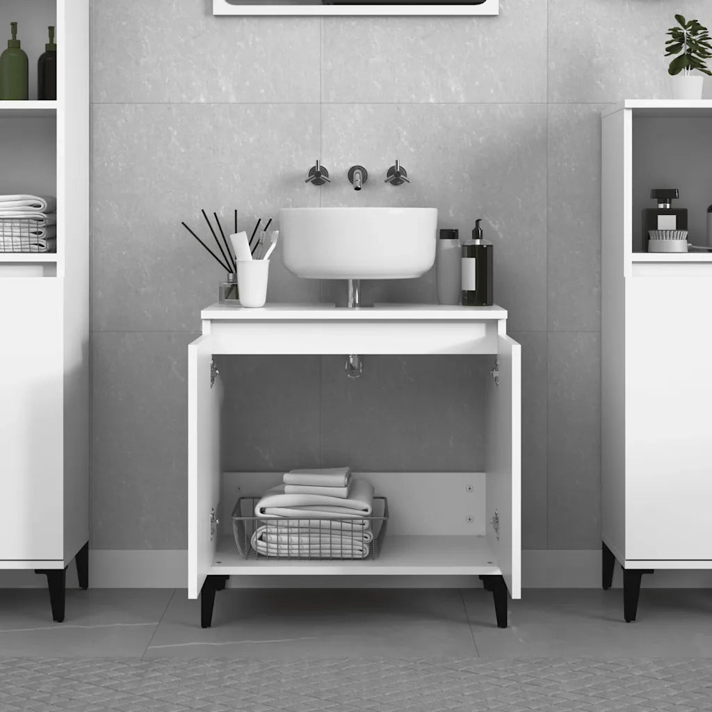 Mobile Lavabo | Armadio Lavabo Bianco 58x33x60 cm in Legno Multistrato