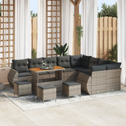 Set Divani Giardino con Cuscini 13 Pezzi Grigio Polyrattan Acacia