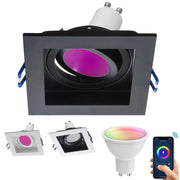 Trade Shop - Faretto Led Incasso Quadrato Smart Alexa Google Lampada Gu10 5w Wifi Rgb Cct 9cm - Nero