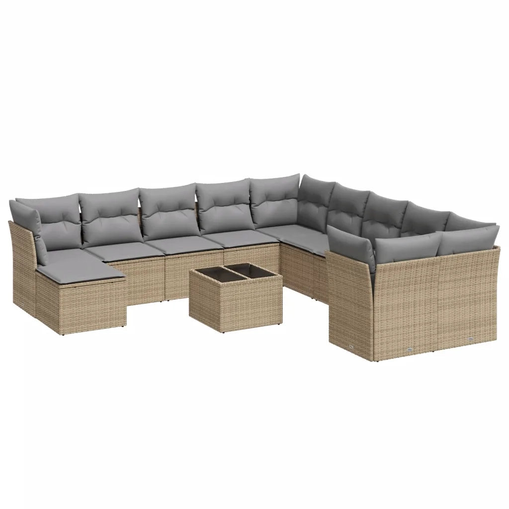 Set Divani da Giardino 12 pz con Cuscini Beige in Polyrattan 3250458