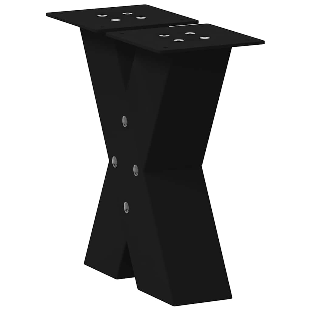 Set di 2 gambe per tavolino a forma di X 40 x 30-31 cm con piedini regolabili stile moderno acciaio nero 02_0057204