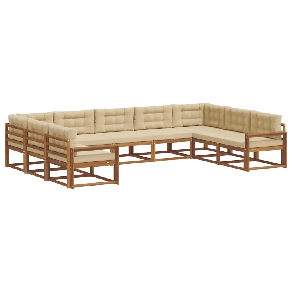 Set di divani da esterno con cuscino 9 pcs Naturale e Beige 3368176