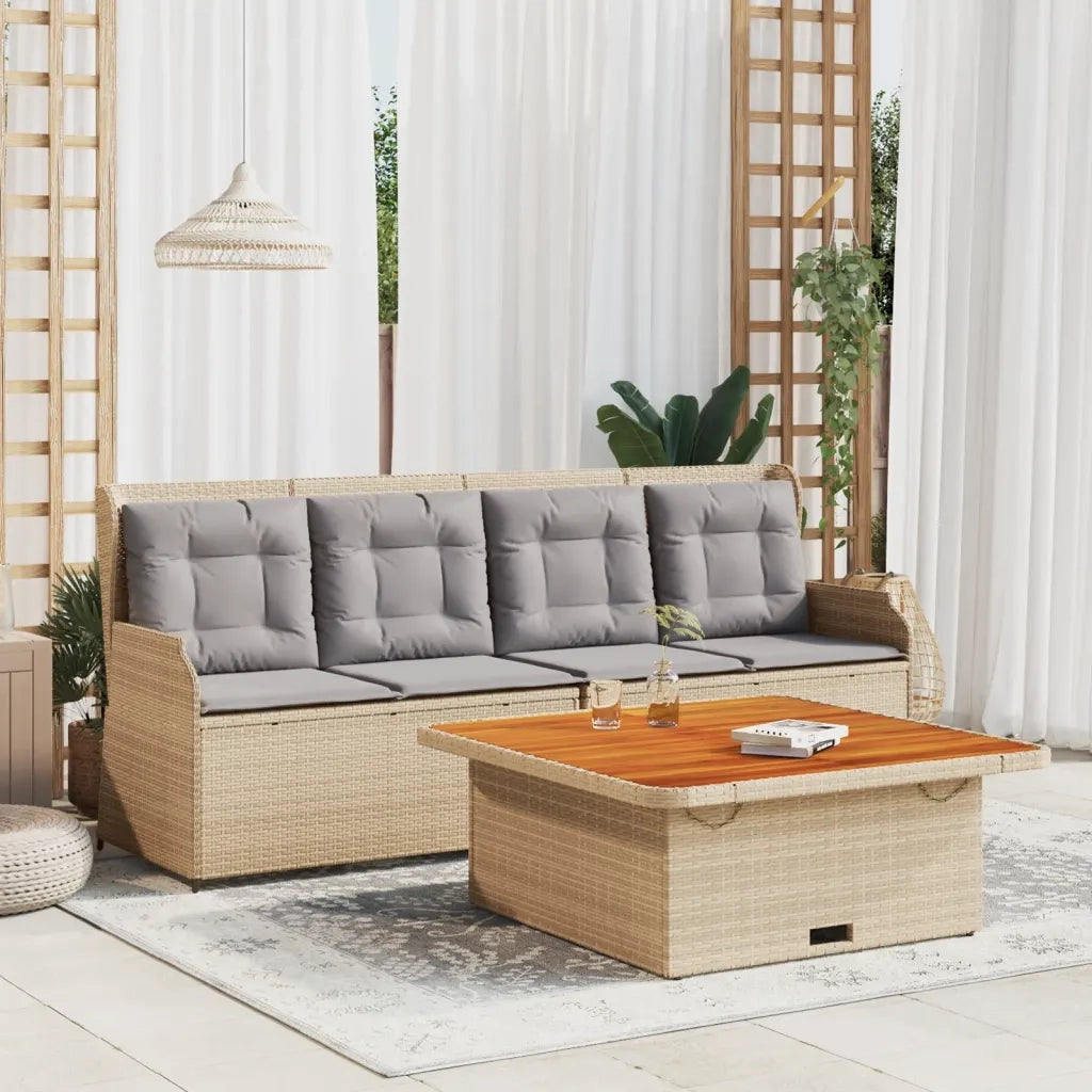 vidaXL Set Divano da Giardino 3 pz con Cuscini Beige in Polyrattan
