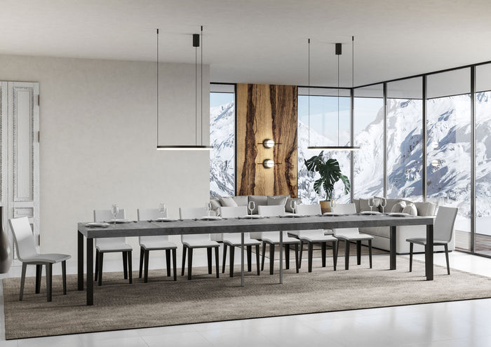 Tavolo Allungabile 120/380x90 cm Everyday Premium Cemento Gambe Antracite