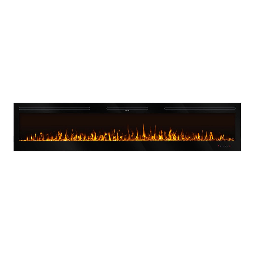 Camino Elettrico da Incasso 54,4x254x14 cm Effetto Fiamma 1500W Fiji Nero