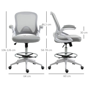 SEDIA UFFICIO ergonomica girevole 64x60x106-126 cm grigio chiaro in plastica