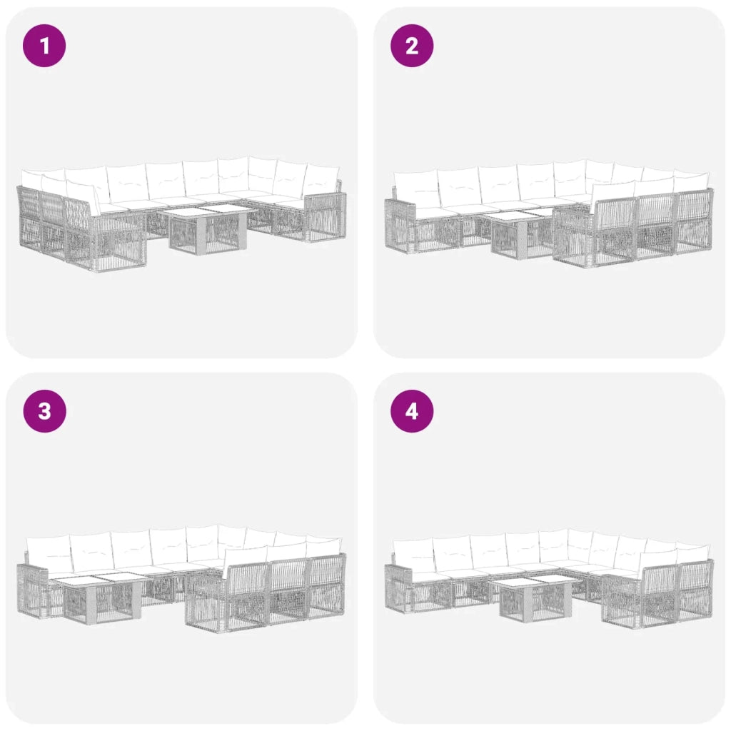 Set Divano da Giardino 11 pz Grigio e Grigio Scuro polyrattan 3436841