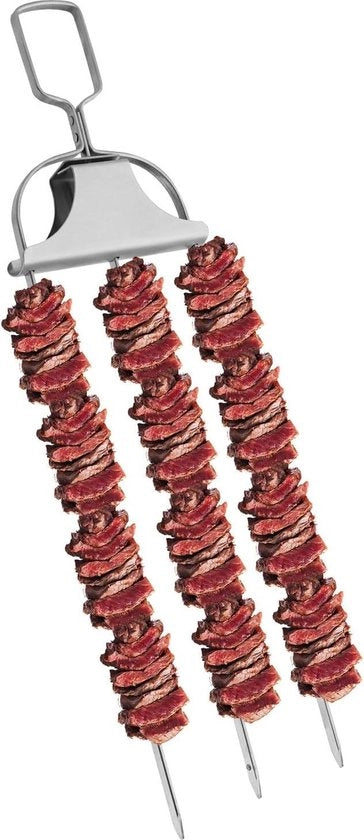Spiedini per BBQ a 3 lame in acciaio inossidabile da 356cm con regolatore di lunghezza - Spiedini per grigliare verdure e carne per barbecue accessori