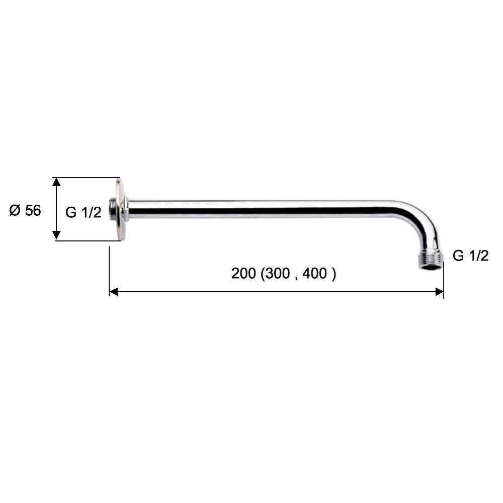Braccio doccia in ottone cromato 30 cm