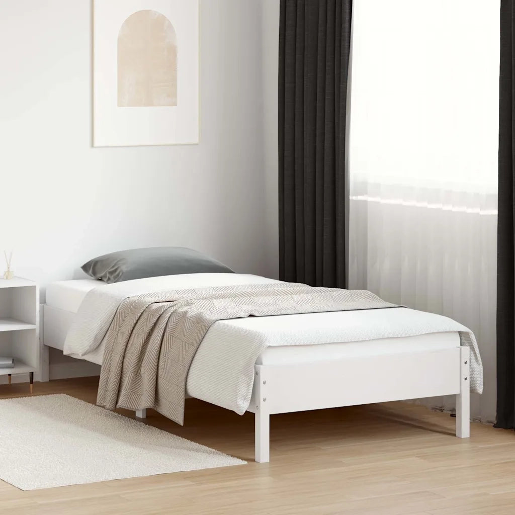 Giroletto senza Materasso Bianco 100x200 cm Legno Massello Pino
