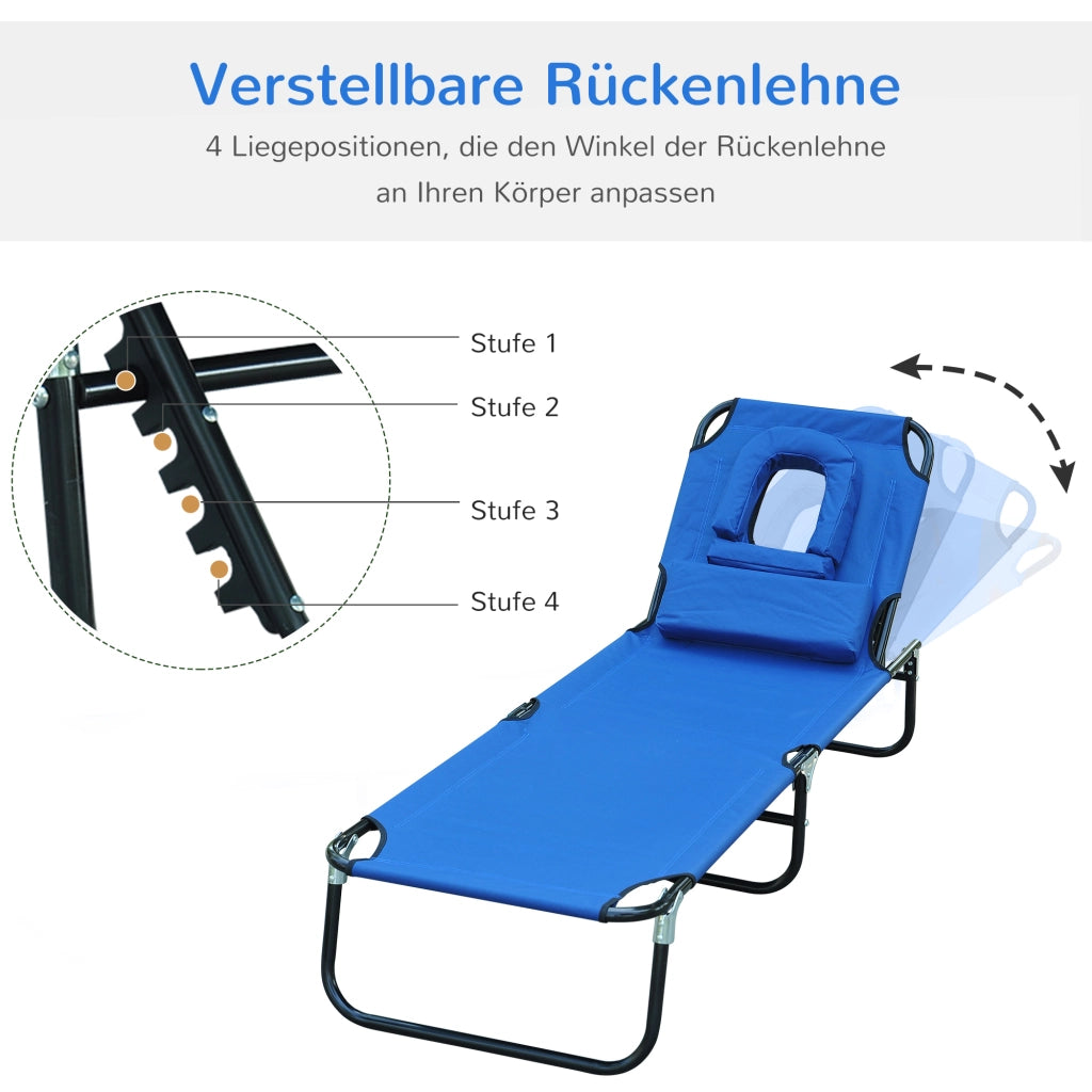 Sdraio pieghevole da giardino con cuscino ¨C zephmum ¨C blu