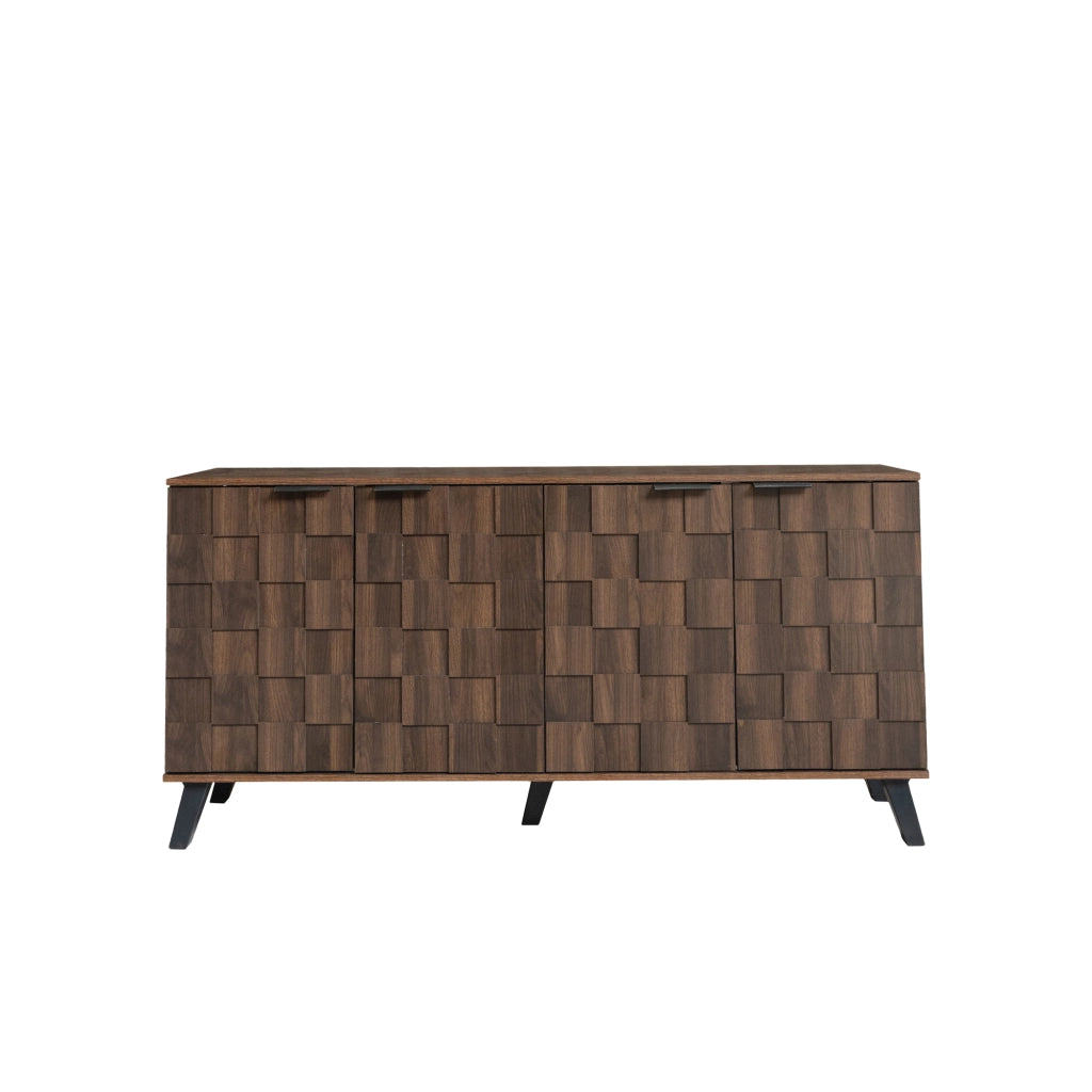 Credenza 4 Ante ¨C Xylo ¨C Effetto Legno Scuro, 160,5x35,5x78 cm
