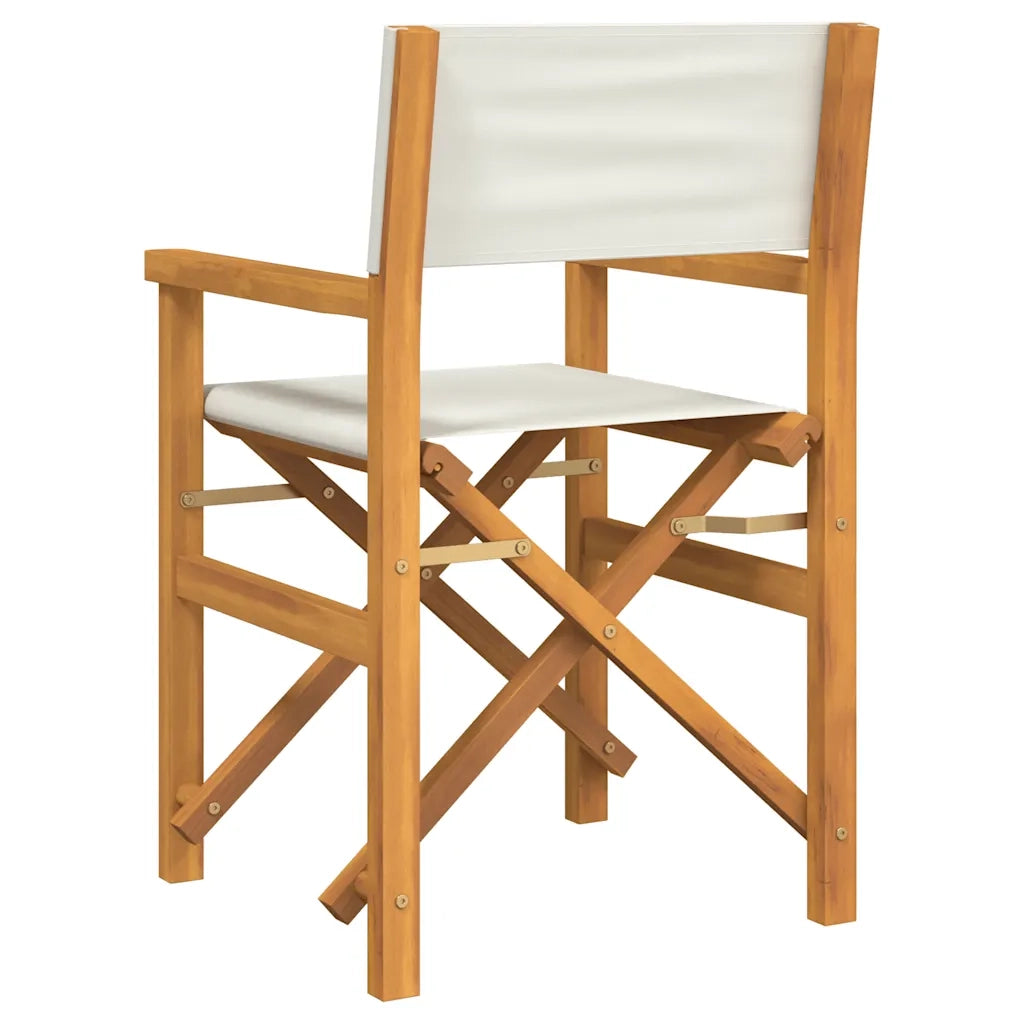 vidaXL Sedia da Regista Pieghevole Crema in Legno Massello di Teak