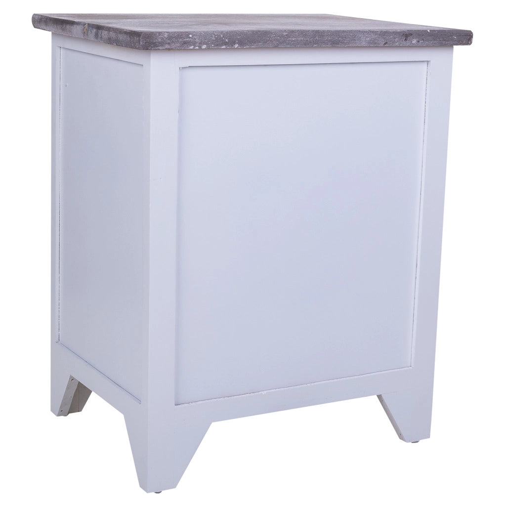 Comodino in legno bianco 38x28x45