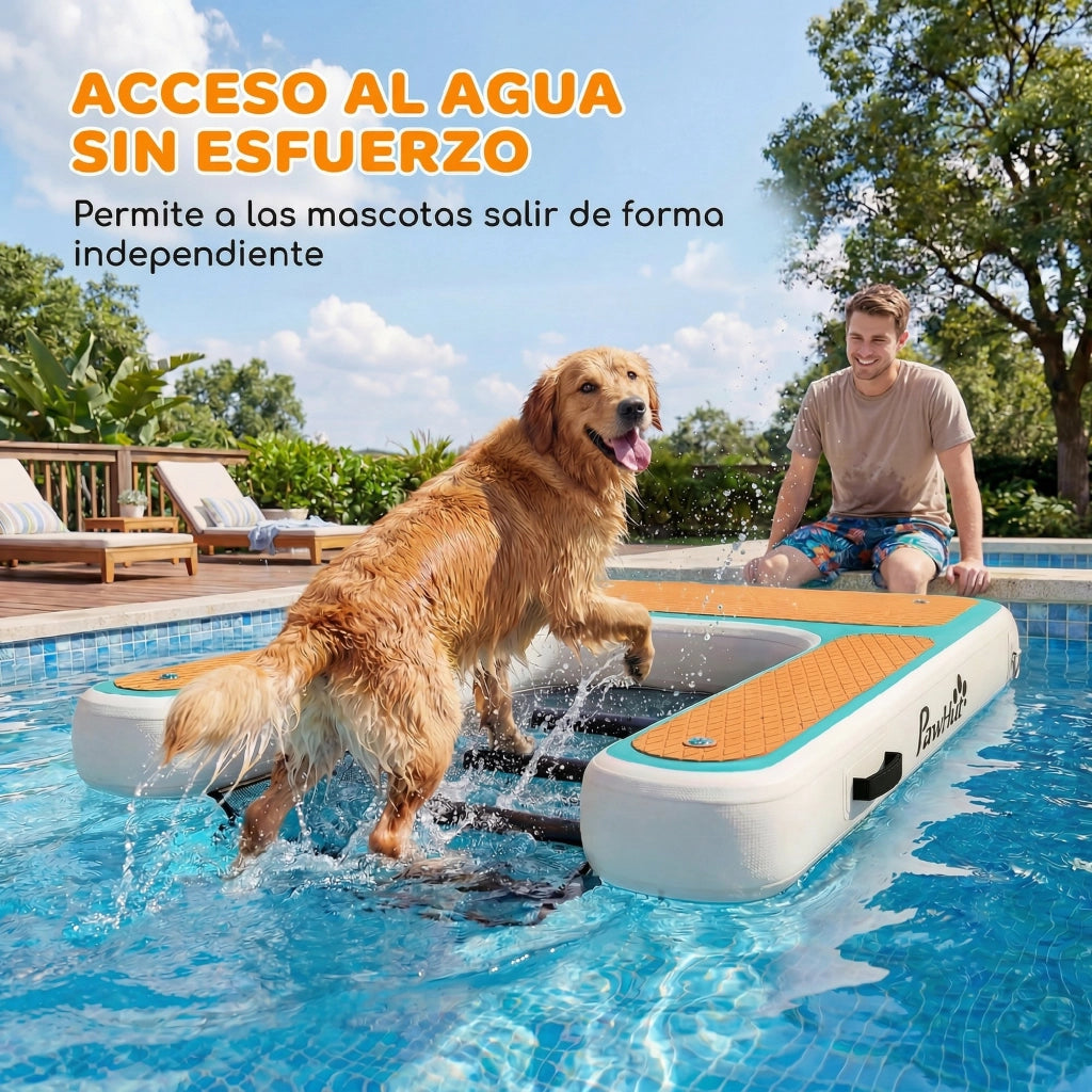 Rampa per Cani Gonfiabile per Piscine Barche Laghi ¨C zephmum ¨C Grigio 151x102 cm Superficie Antiscivolo EVA