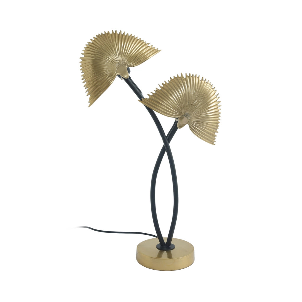 Lampada da tavolo Twinflame in alluminio oro e nero