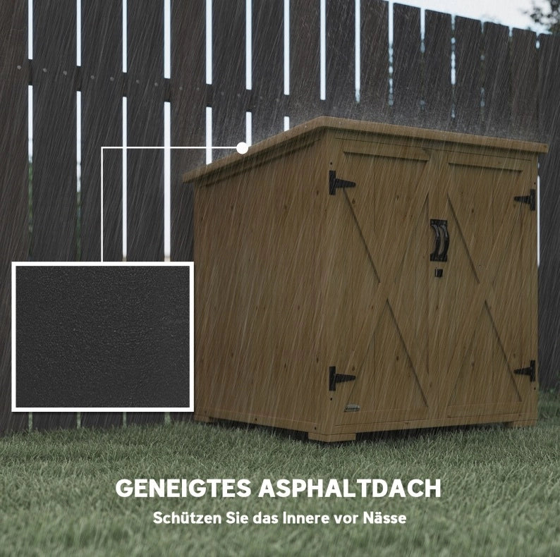 Armadio da giardino in legno grigio scuro con ripiano regolabile