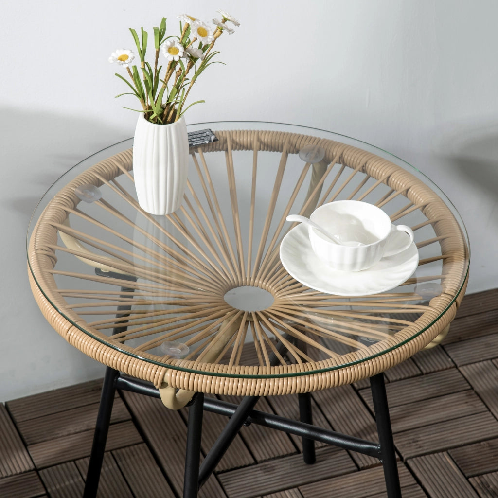 Tavolino Da Giardino Stile Boho 50 X 50 X 50 Cm Rattan Beige Per Terrazza E Balcone