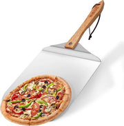 Spiedino per pizza in alluminio, manico pieghevole, trasferitore per pizza per cucina, barbecue, cottura di pizze casarecce (30,5 x 35,5 cm)