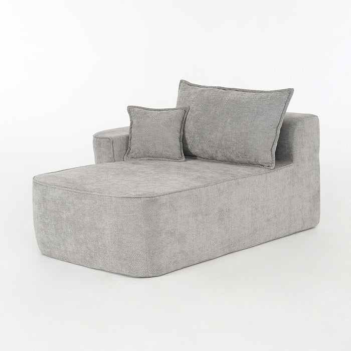 Chaise longue confortable - Xylo - Cuscini morbidi con tasche laterali, grigio