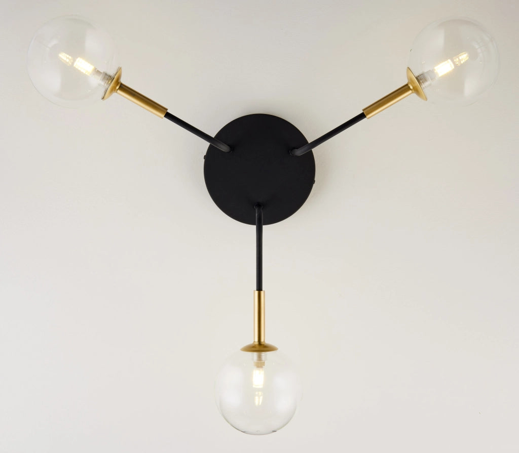 Plafoniera moderna nero oro, sfere vetro 3xG9 BURANO Jupiter
