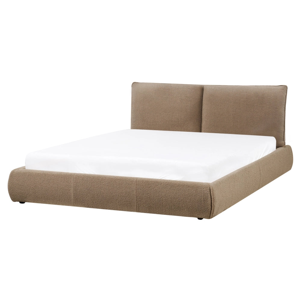 Letto matrimoniale imbottito in tessuto boucle marrone 160x200 cm Vinay