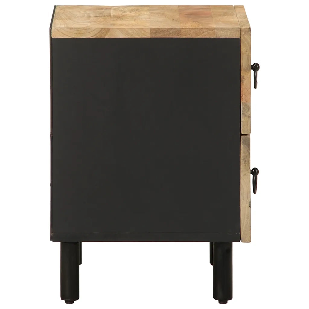 Comodino Nero 40x33,5x46 cm in Legno Massello di Mango Grezzo 4018626